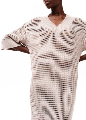 Midi dress with a perforated knitting stitch made of high quality Greek cotton in a loose fit.