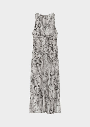 Long dress with snake print on a white background