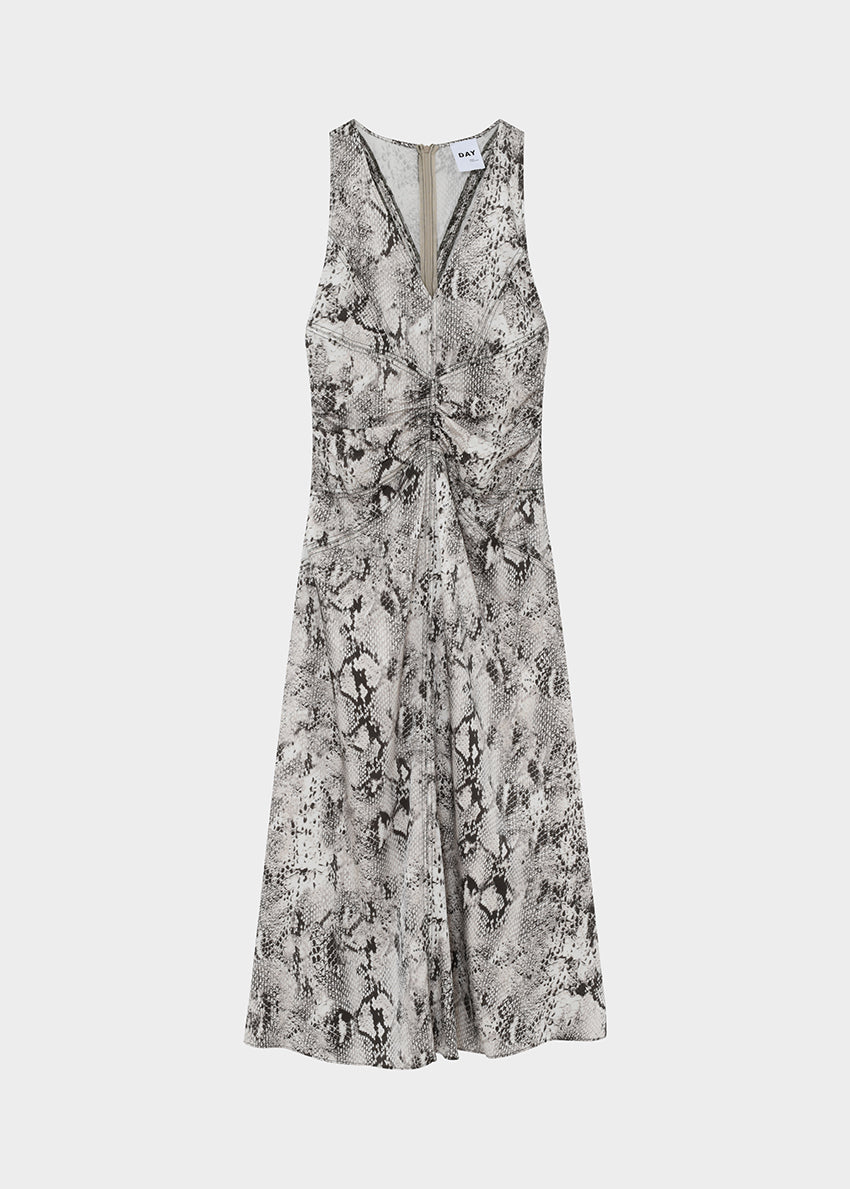 Snake print dress on a white background