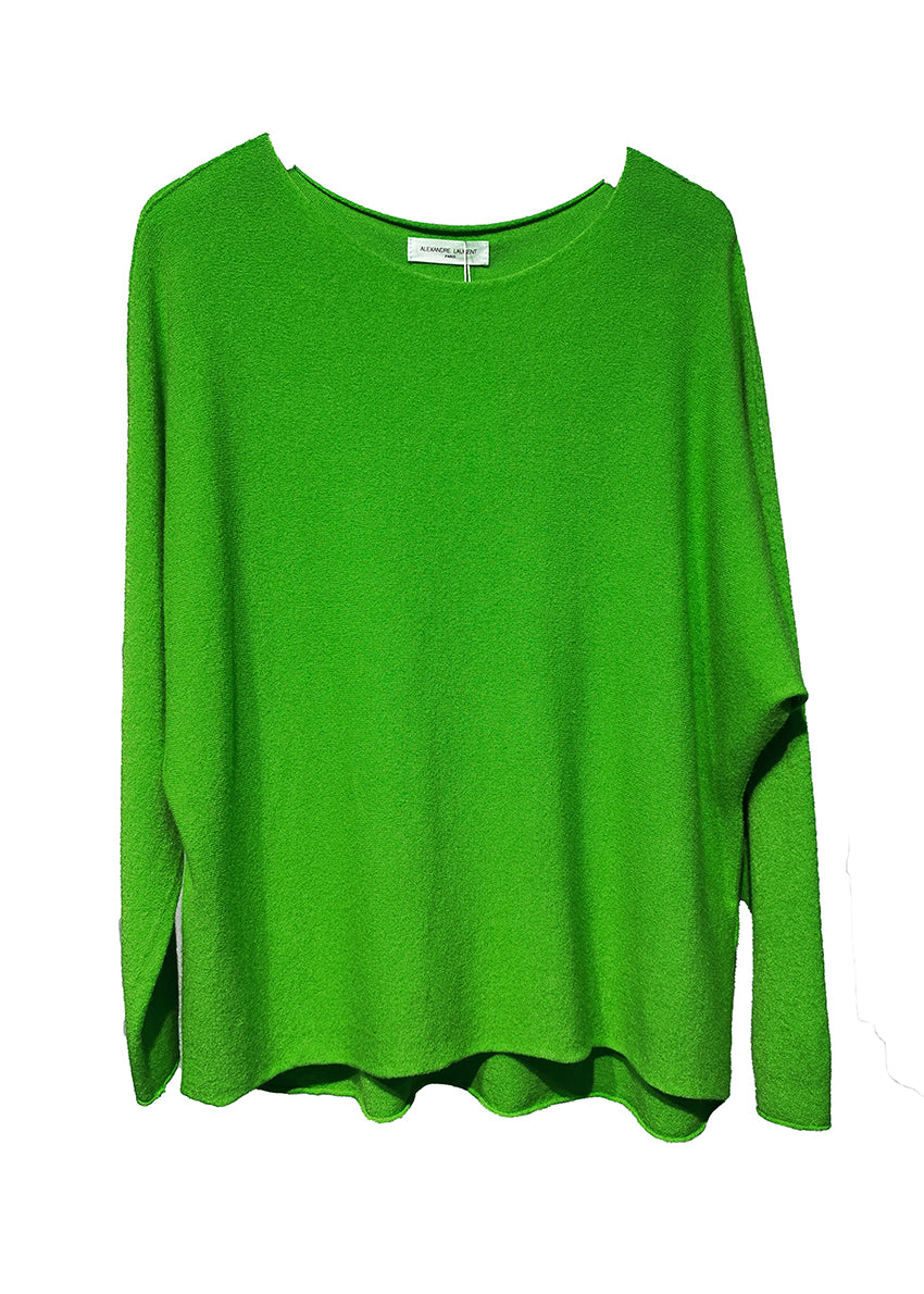 Forest green sweater displayed on a white background 