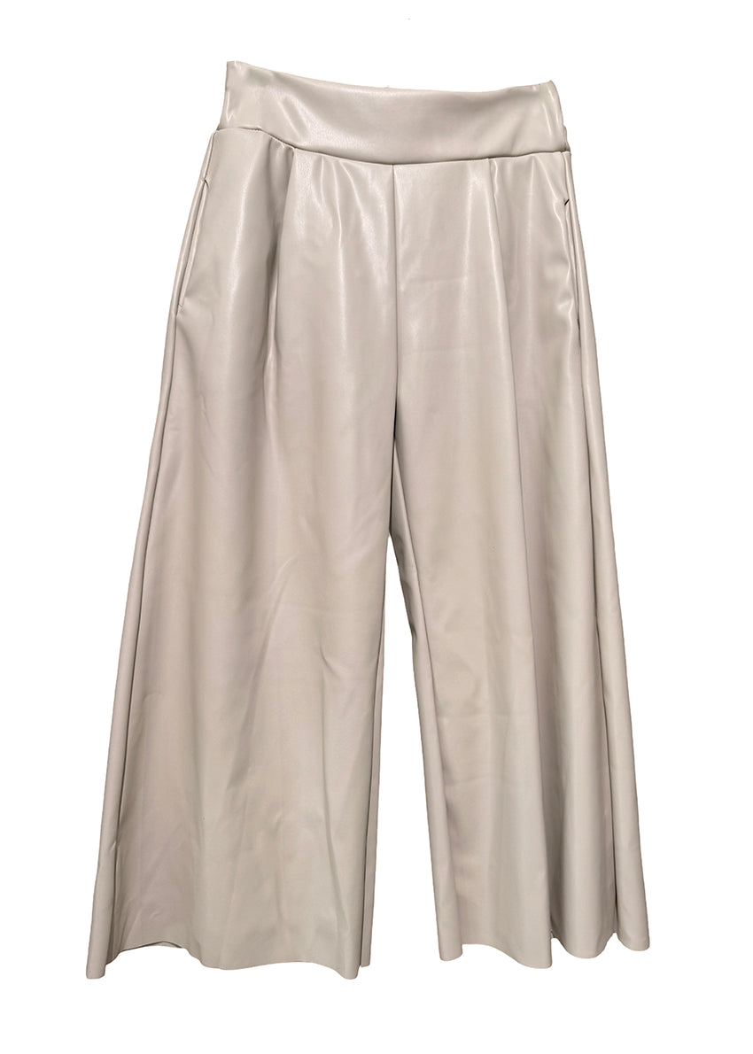 Beige wide-leg pants on a white background