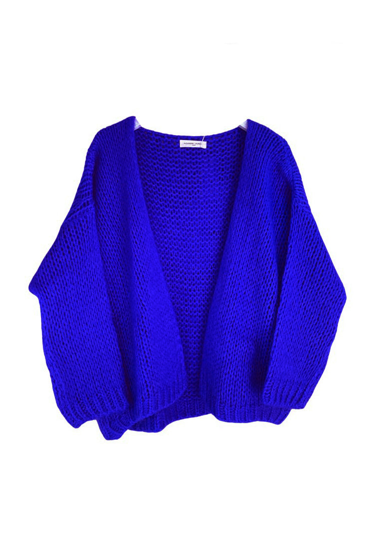 Blue knitted cardigan on a white background