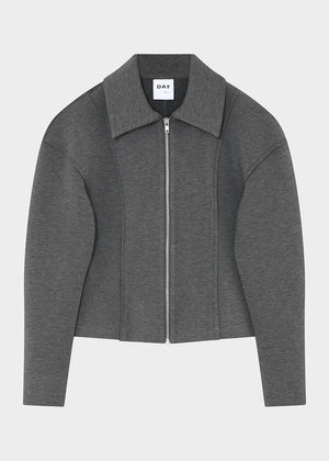 Gray jacket with a zipper on a white background