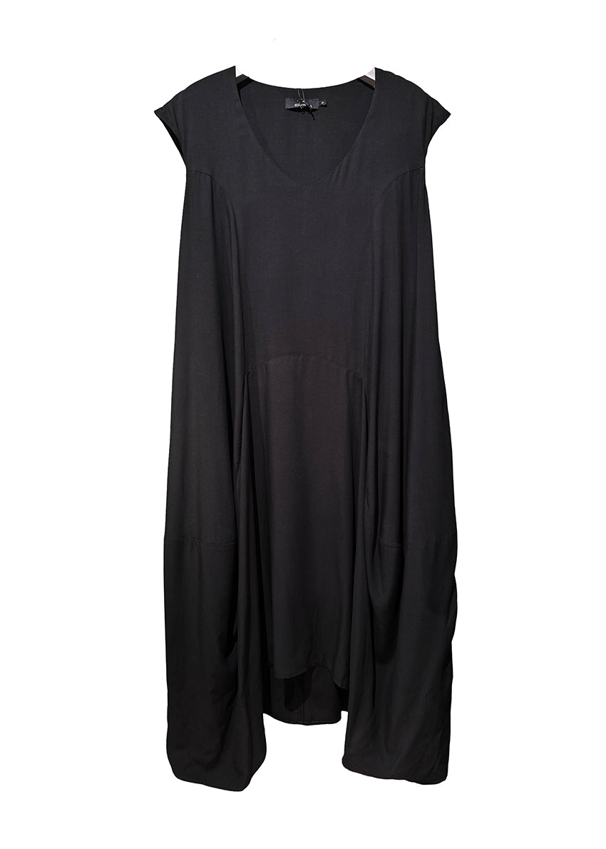 Black sleeveless dress on a white background