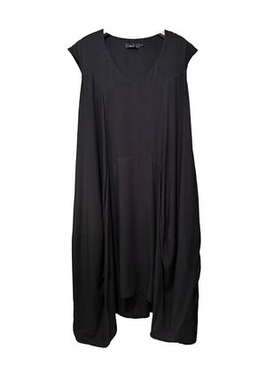 Black sleeveless dress on a white background