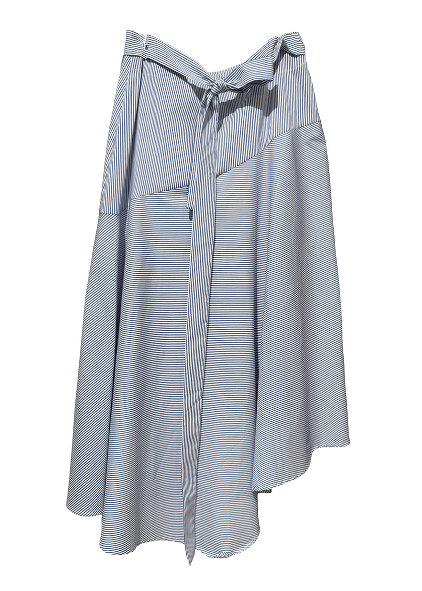 Striped skirt with a tie detail on a white background