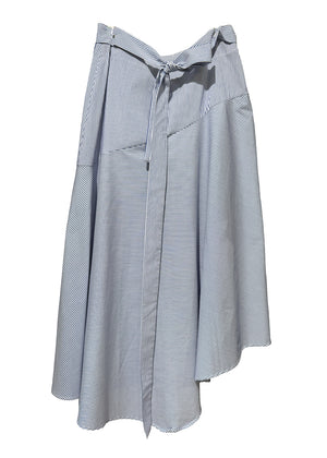 Striped skirt with a tie detail on a white background