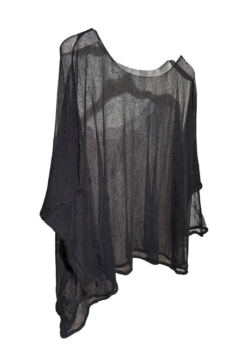 Black sheer top on a white background