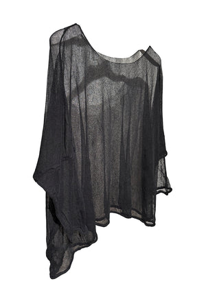 Black sheer top on a white background