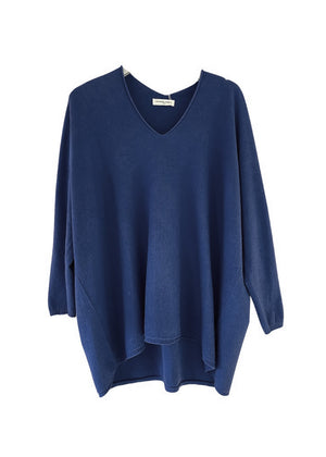 A midnight blue sweater on a white background 