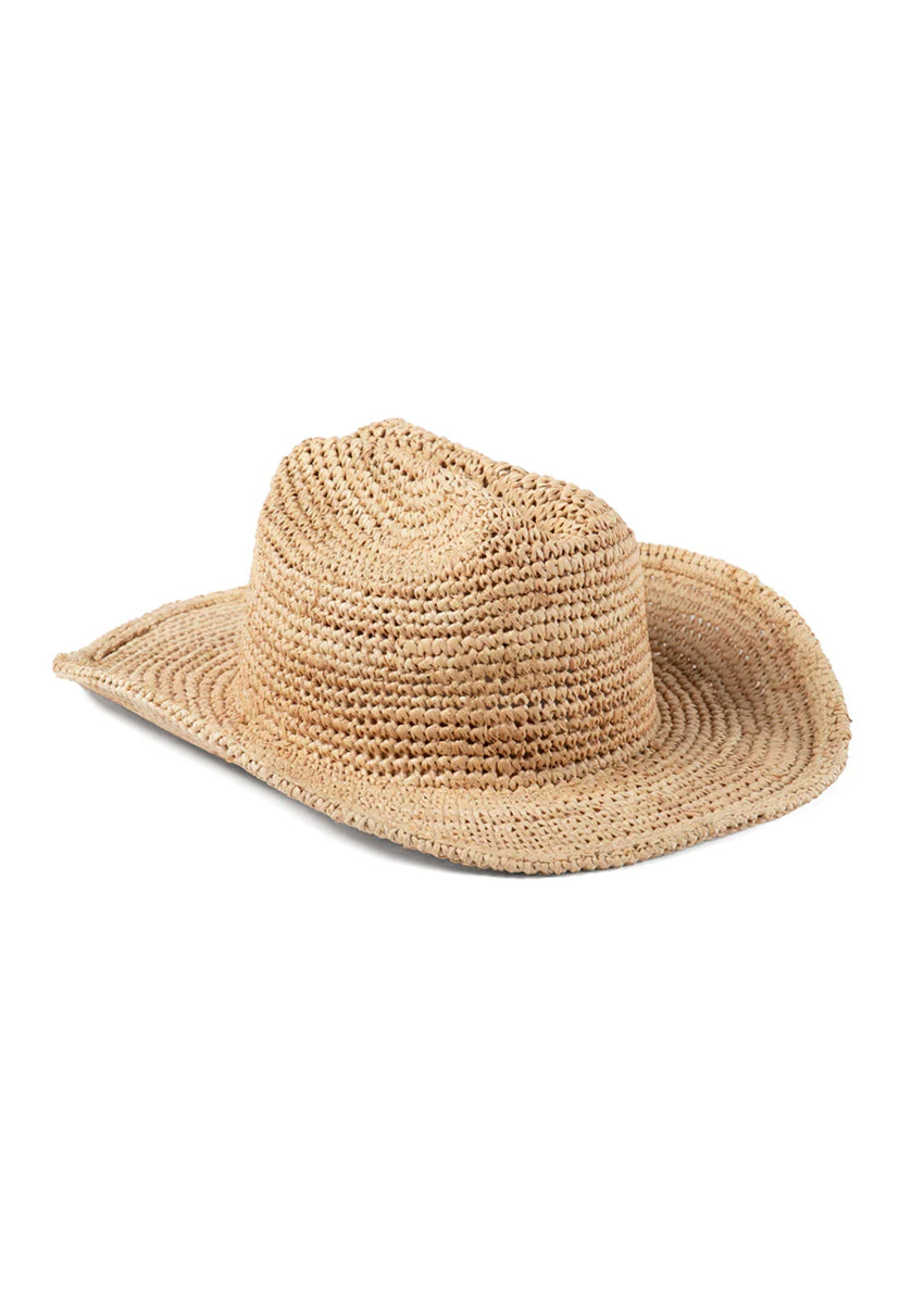 Beige straw hat on a white background