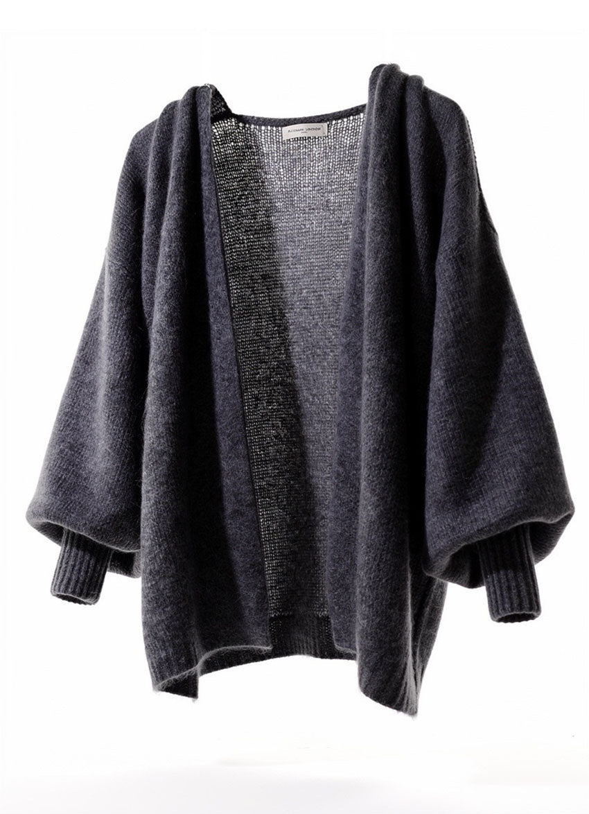 Dark gray cardigan on a white background