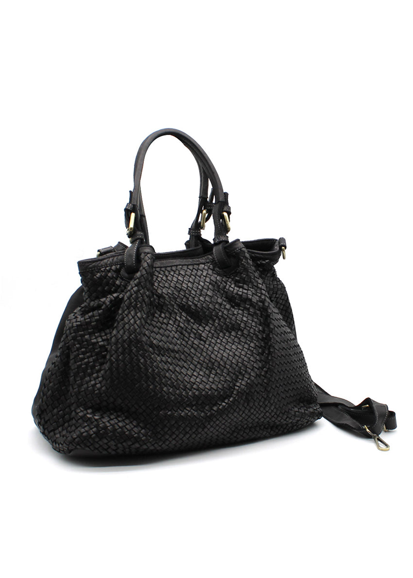 A large leather black tote that's ideal for any occasion. Boasting an internal metallic zip fastening, zipped pocket, plus an extra handler and cotton lining, this bag has got it all!
