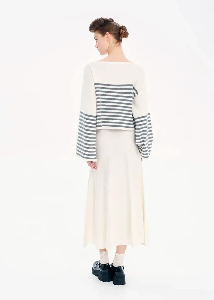 Oversized knit top with stripes.Oversized knit top with stripes made of modal fabric that features bell sleeves.