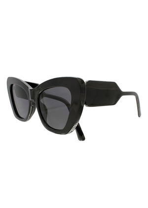 These cat-eye black sunglasses offer both fashion-forward design and practical UV400 protection, ensuring your eyes stay shielded from harmful sun rays while you make a bold statement. Perfect accessory for any occasion.