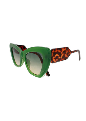 These cat-eye green sunglasses offer both fashion-forward design and practical UV400 protection, ensuring your eyes stay shielded from harmful sun rays while you make a bold statement. Perfect accessory for any occasion.