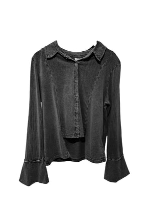 Black shirt with bell sleeves on a white background