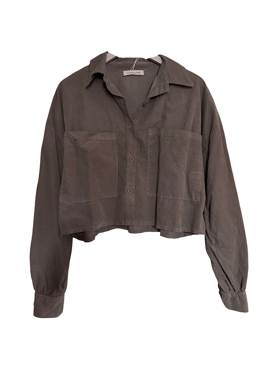 Dark brown shirt with long sleeves on a white background