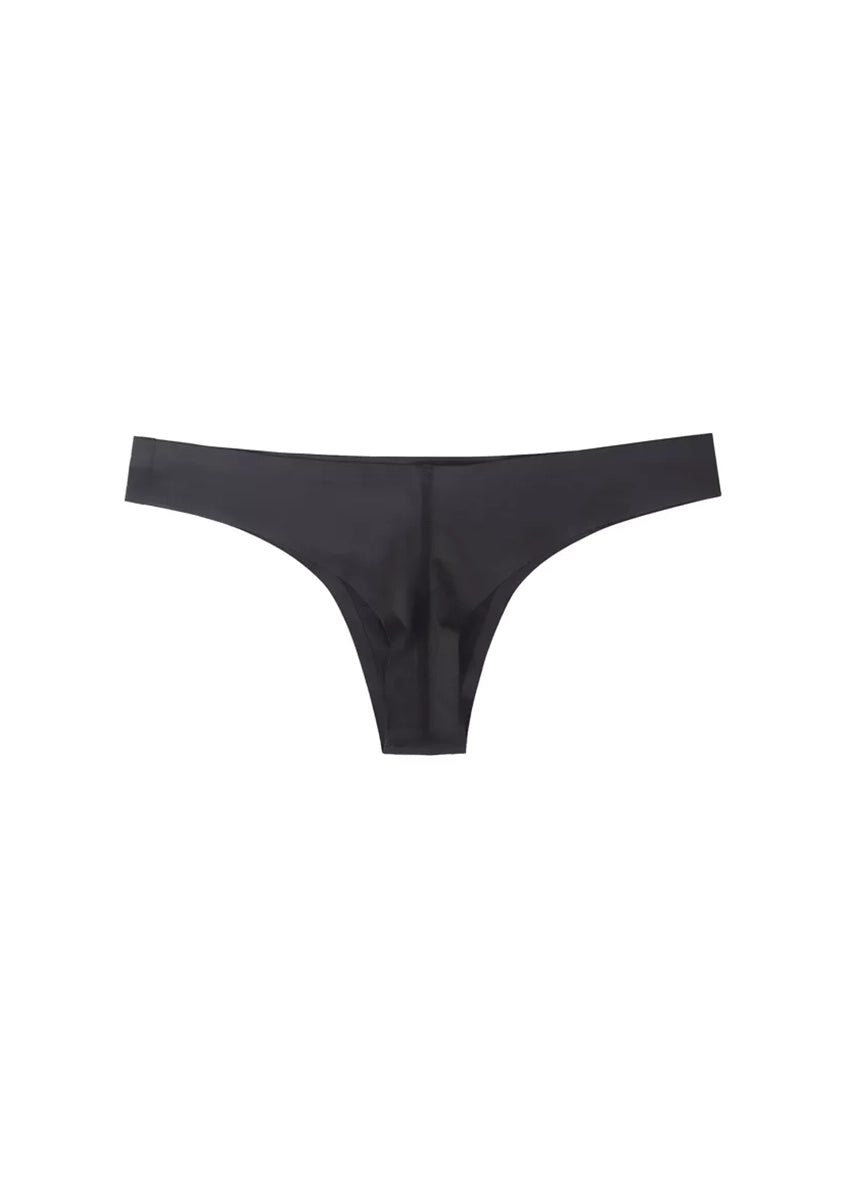 This image features a seamless Brazilian panty designed for daily wear. The panty is presented in a classic, smooth black color that ensures a seamless look under clothing.