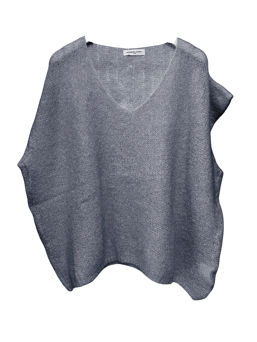 Gray sleeveless sweater on a white background