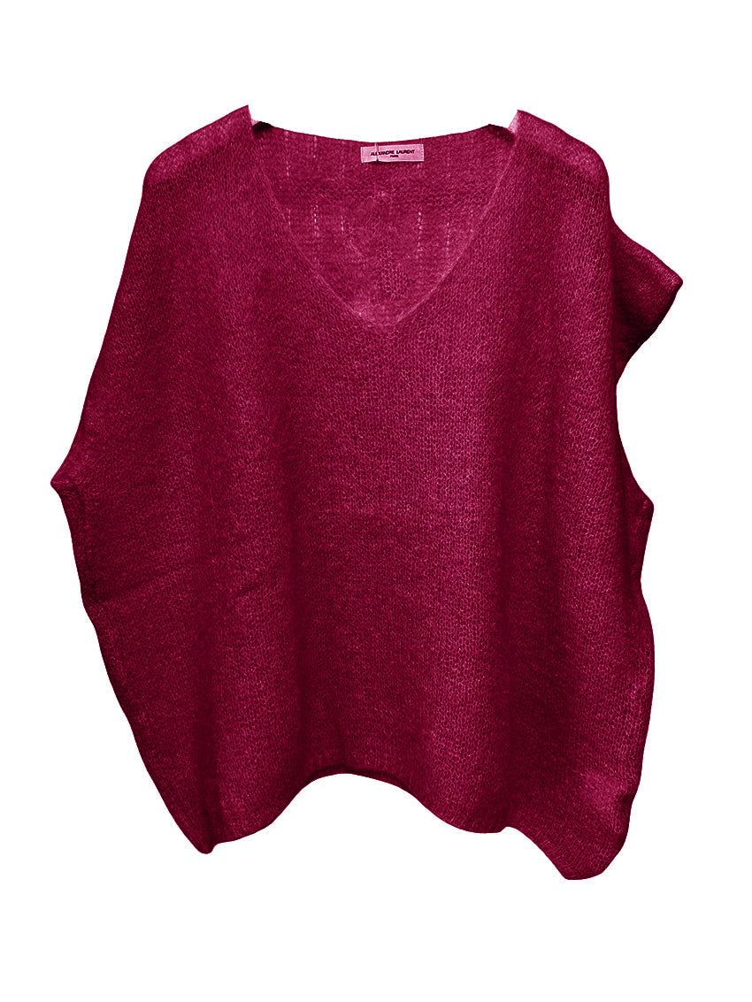 Maroon sleeveless sweater on a white background