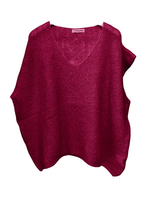 Maroon sleeveless sweater on a white background
