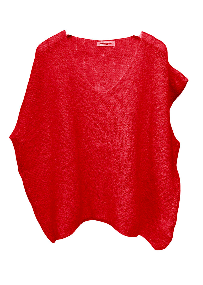 Red sleeveless top on a white background