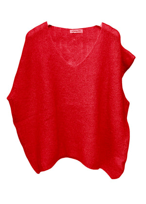 Red sleeveless top on a white background