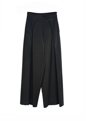 Black wide-leg pants on a white background