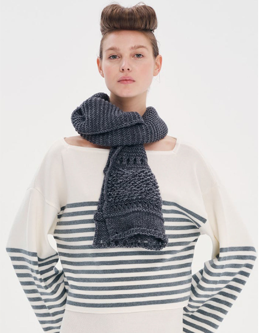 Oversized knit top with stripes.Oversized knit top with stripes made of modal fabric that features bell sleeves.