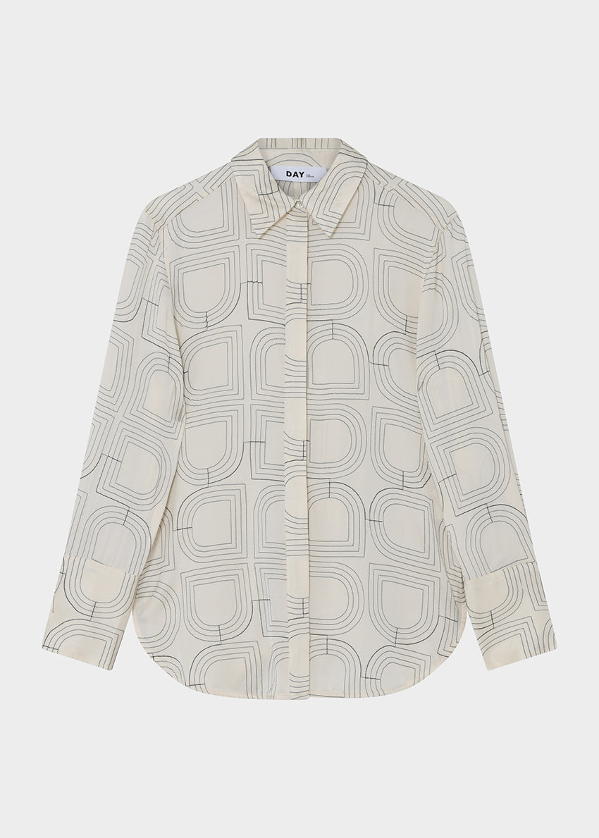 Shirt with geometric pattern on a white background