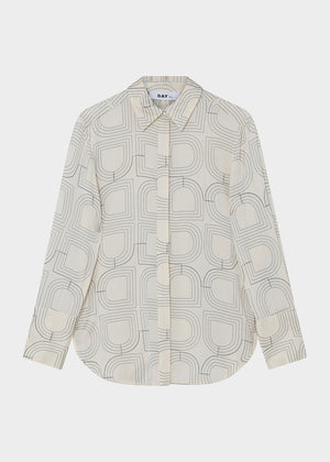 Shirt with geometric pattern on a white background