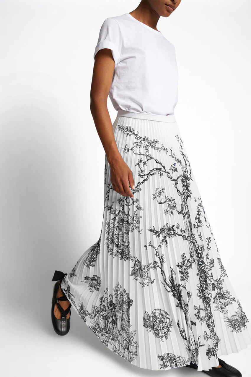 Black and white pleated skirt on a white background