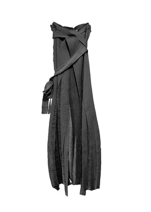 Black skirt with a tie waist on a white background
