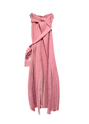 Pink skirt with a tie waist on a white background