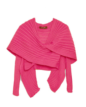 Perforated versatile knit cardigan with asymmetrical panels at the front. Made from 100% Greek cotton. The thick horizontal archetypal knitting allows for a loose flow and a beautiful fit. A very special piece, drawing inspiration from pleats