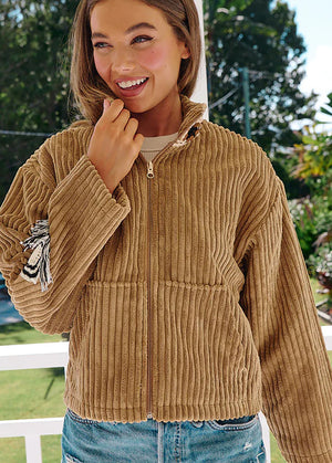 So cool in a vintage-inspired style, this timeless core jacket from Jaase is featured in a classic silhouette with zip front closure and embroidered fabrication for an extra special finish. Zip up collared jacket, pockets, long sleeve, embroidered details, hip length