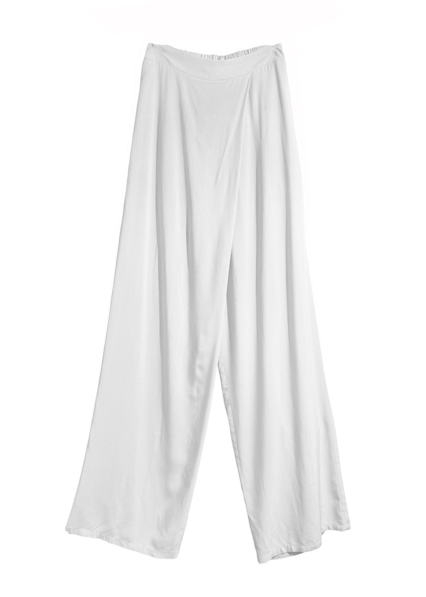 White wide-leg pants on a white background