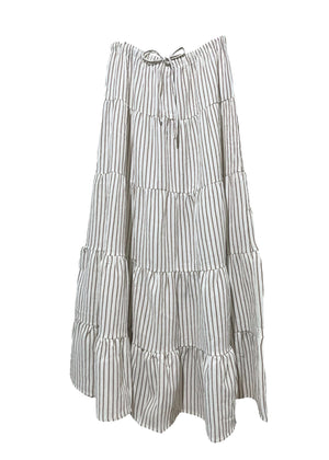 Striped tiered skirt on a white background