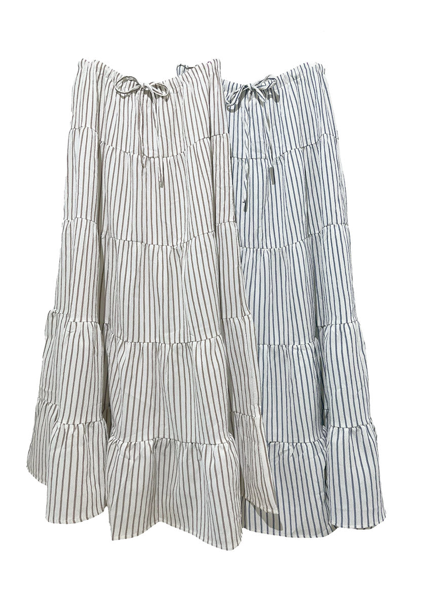 Striped tiered skirt on a white background