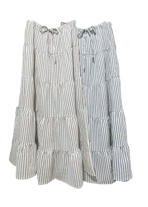 Striped tiered skirt on a white background