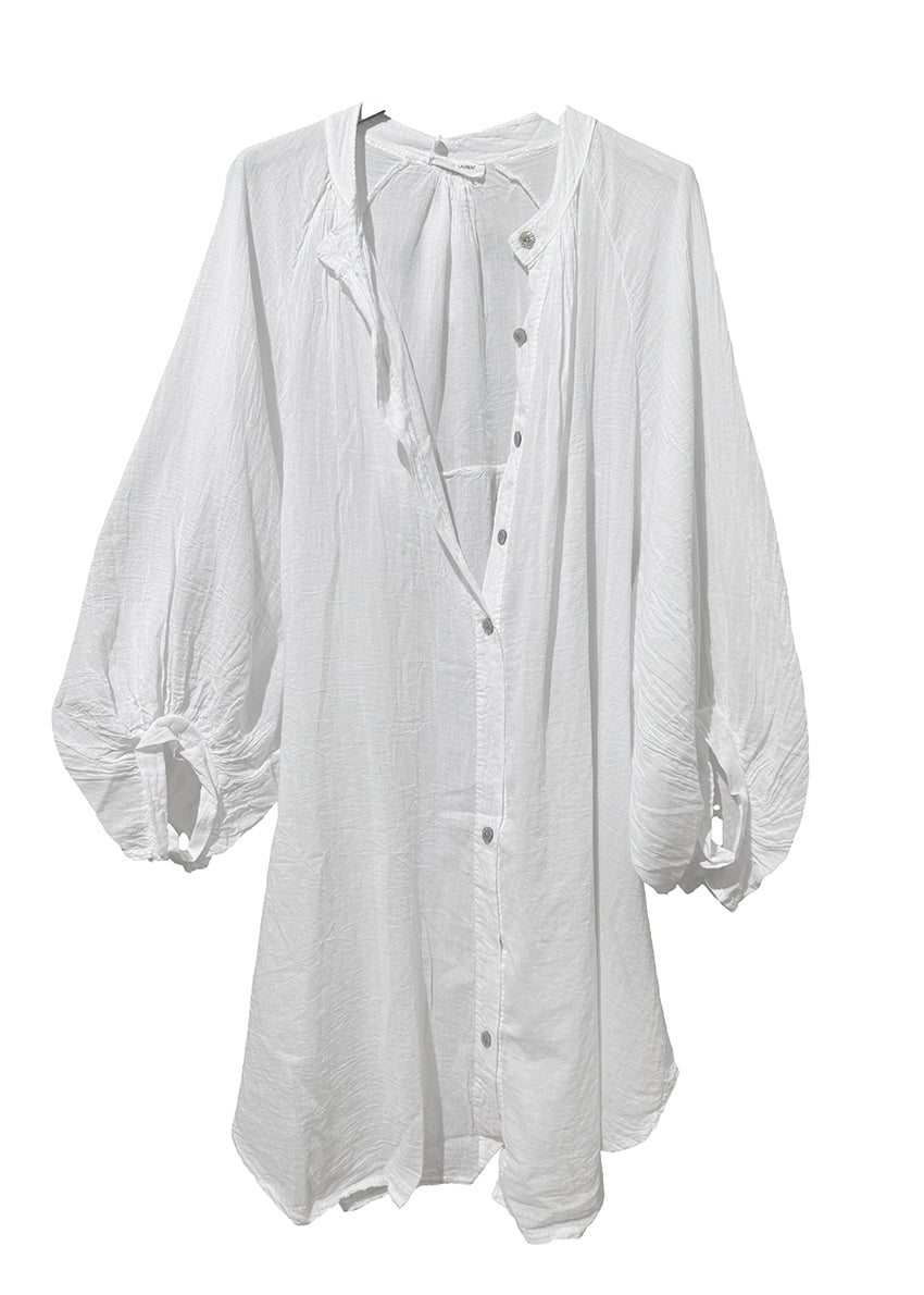 White shirt with long sleeves on a white background