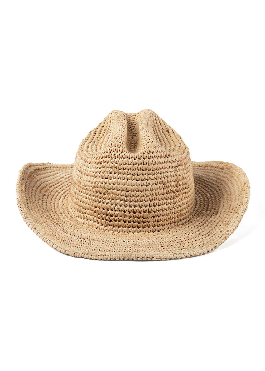 Beige straw hat on a white background
