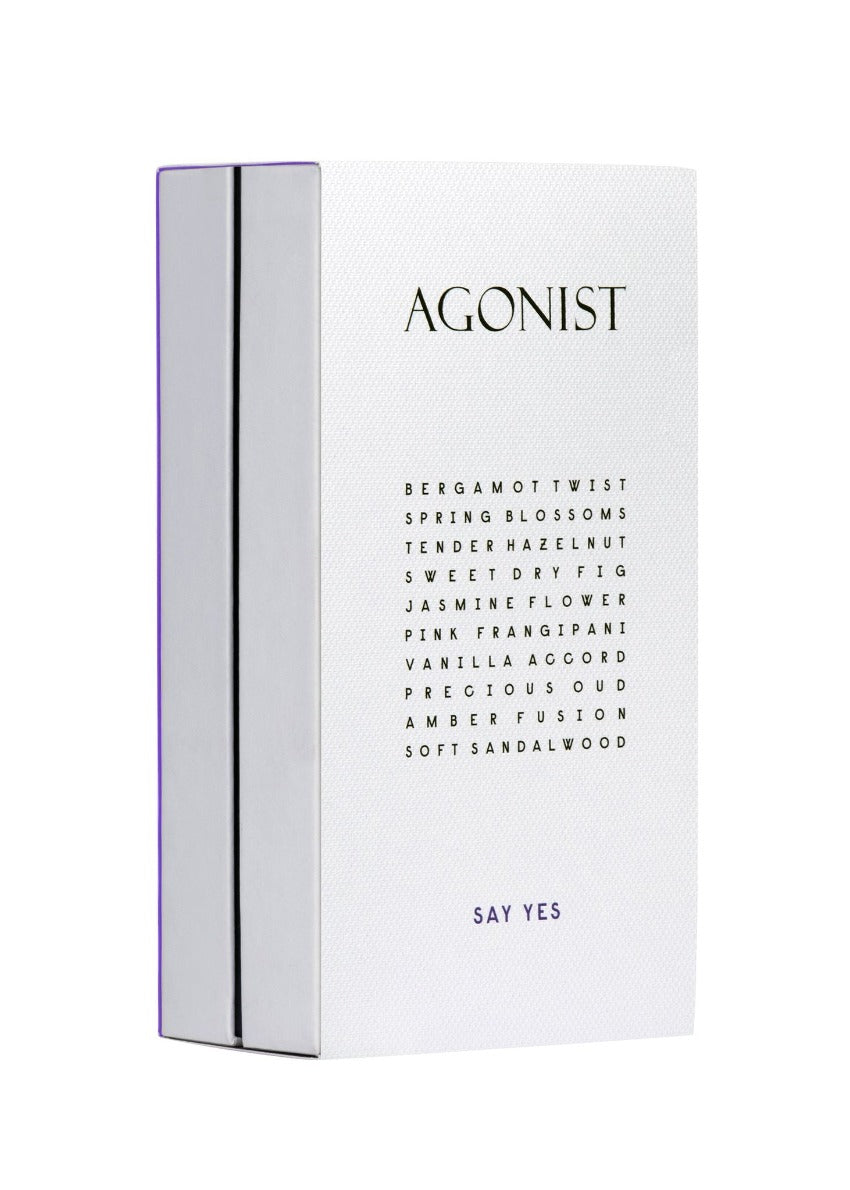Experience the art of saying 'yes' with Agonist Parfums' Say Yes Unisex Eau de Parfum. Embrace positivity with notes of bergamot, jasmine, and sandalwood.