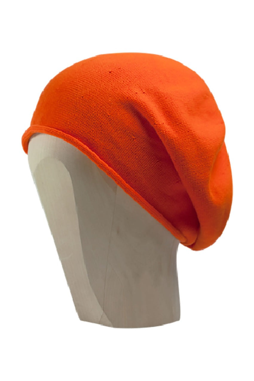 Orange beanie beret on a white background 