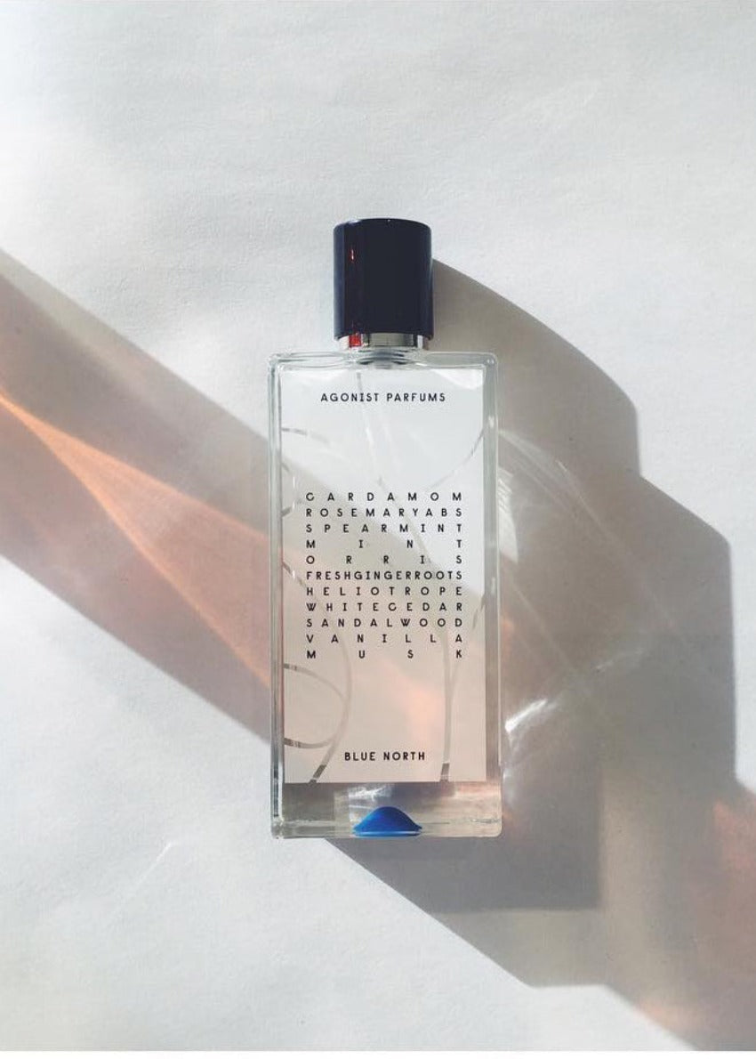 BLUE NORTH is a scented tribute to the beauty of the dark and cold season of the north. The Blue North olfactive sophisticated composition with a woody base of cedar and sandalwood, a heart of orris, mint and fresh gingerroots and it all begins with a captivating top of cardamom and rosemary.