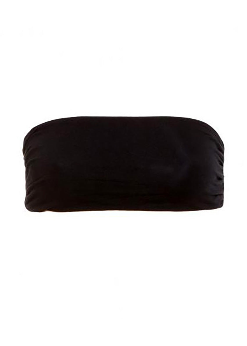 A black bustier top on a white background 