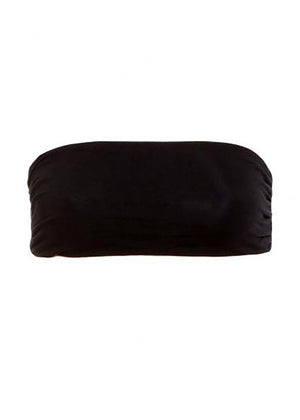 A black bustier top on a white background 