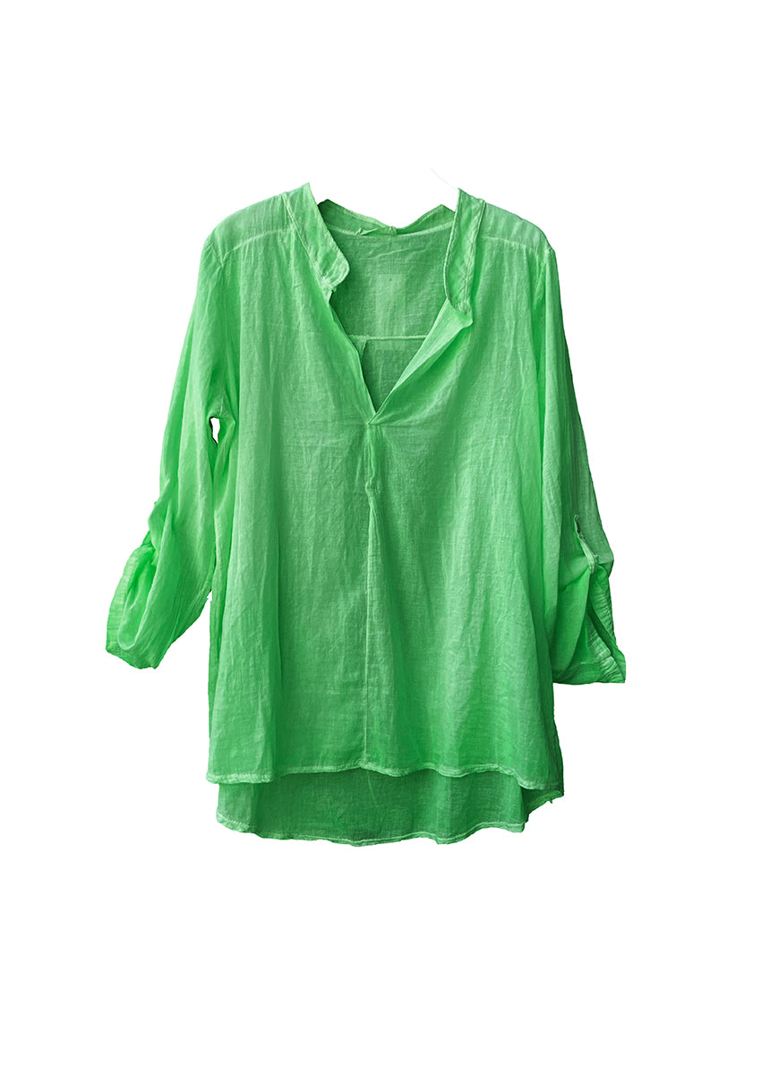 A forest green shirt on a white background 