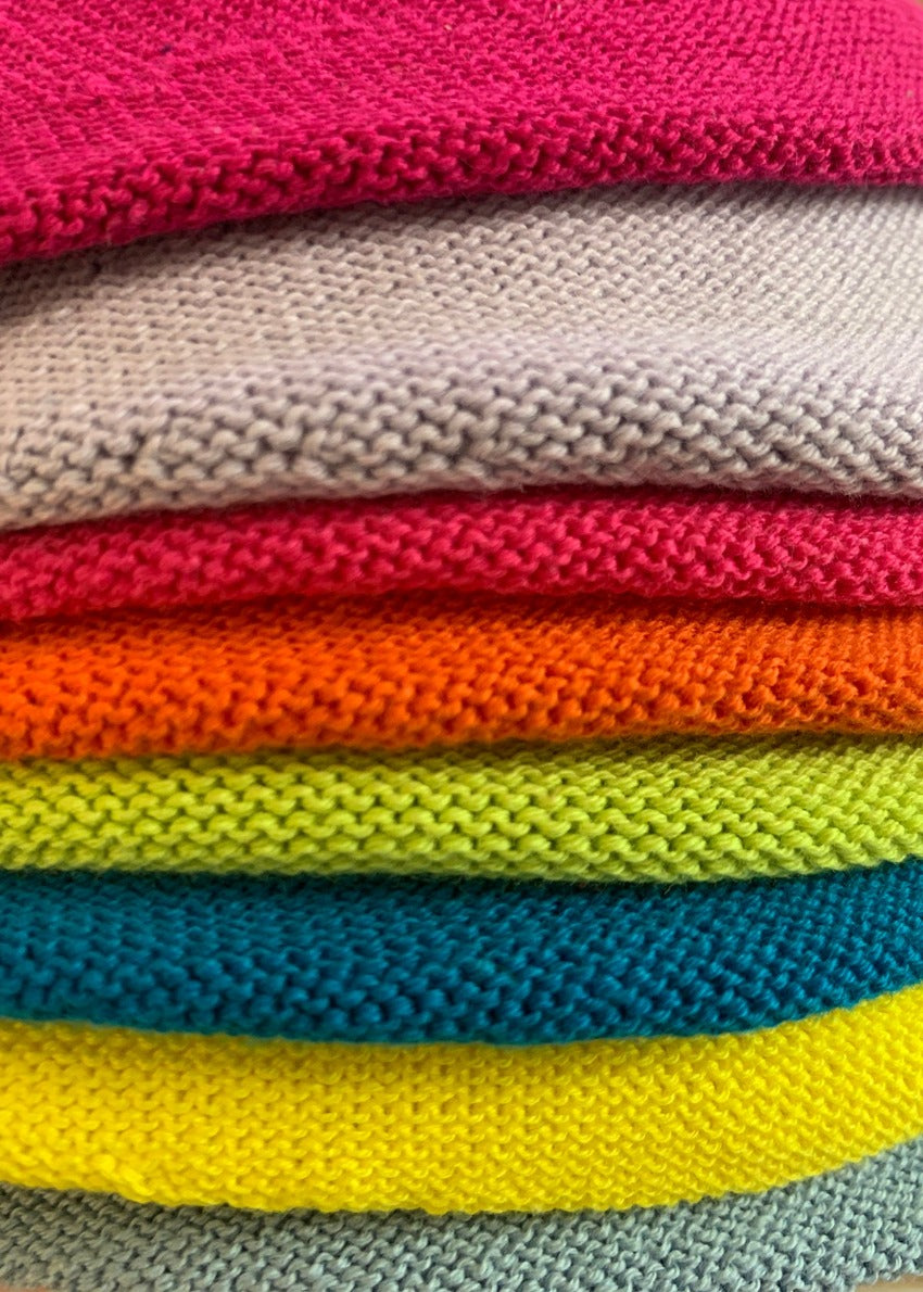 Cotton cute colours  beanie. The fine cotton is exceptionally suited to those with sensitive skin